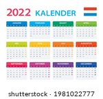 2022 calendar dutch   vector... | Shutterstock .eps vector #1981022777