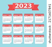 2023 year calendar leaves flat... | Shutterstock .eps vector #2171607841