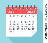 july 2023 calendar leaf  ... | Shutterstock .eps vector #2171607847