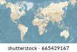 vintage world map   detailed... | Shutterstock .eps vector #665429167