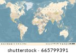 vintage world map and markers   ... | Shutterstock .eps vector #665799391