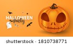 halloween paper art party... | Shutterstock .eps vector #1810738771