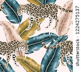 tropical leopard animal  banana ... | Shutterstock .eps vector #1224275137