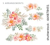set of the floral arrangements. ... | Shutterstock .eps vector #664878451