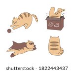 funny cartoon cats. striped and ... | Shutterstock .eps vector #1822443437
