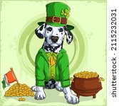 st patrick's dalmatian dog in... | Shutterstock .eps vector #2115232031