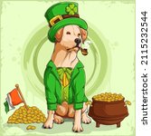 st patrick's labrador dog in... | Shutterstock .eps vector #2115232544