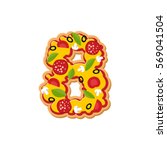 number 8 pizza font. italian... | Shutterstock .eps vector #569041504