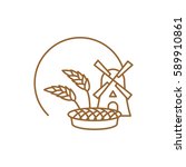 Flour Mill And Pie Line Icon....