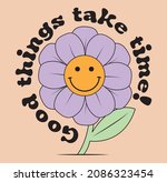 retro vintage groovy daisy... | Shutterstock .eps vector #2086323454