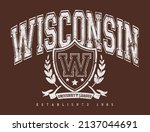 Vintage typography college varsity wisconsin state slogan print with grunge effect for graphic tee t shirt or sweatshirt - Vector