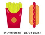 french fries in red package and ... | Shutterstock .eps vector #1879515364