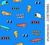 hand drawn skateboarding... | Shutterstock .eps vector #2158780881