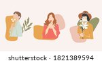 set of abstract girls shapes... | Shutterstock .eps vector #1821389594