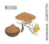 mustard grains and spice powder ... | Shutterstock .eps vector #2108737751
