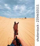 Small photo of "Exhilarating horse riding in Dubai's deserts, a fusion of culture and nature, where riders explore vast sandscapes with Arabian elegance."