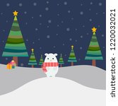 white bear with christmas  tree ... | Shutterstock .eps vector #1220032021