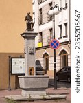 Small photo of ZARY. POLAND. 09 AUGUST 2019 : Sculpture - fountain Zrodelko Tkaczy in Zary. Poland