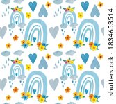 seamless pattern with blue... | Shutterstock . vector #1834653514