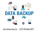 data backup concept with icon... | Shutterstock .eps vector #1913466187