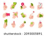 hands with money. minimalistic... | Shutterstock .eps vector #2093005891