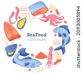 seafood concept. marine food... | Shutterstock .eps vector #2093005894