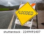 Gilroy, California - January 14, 2023: Gilroy and Bay Area road closures due to heavy rain and flooding until Monday going into the MLK Holiday