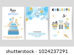 happy birthday cards set in... | Shutterstock .eps vector #1024237291