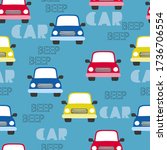 seamless cartoon cars pattern.... | Shutterstock .eps vector #1736706554