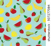 colorful doodle fruits seamless ... | Shutterstock .eps vector #507277084