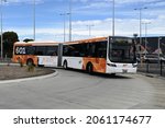 Small photo of Oakleigh, Victoria, Australia - October 21 2021: An articulated Monash University express shuttle bus, route 601, as it leaves Huntingdale train station. The Volgren bus is operated by CDC Melbourne