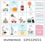 Cute Monthly Calendar 2019 With ...