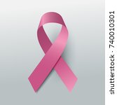 realistic pink ribbon on white... | Shutterstock .eps vector #740010301