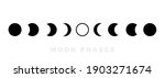 Moon Phases Astronomy Icon Set. ...