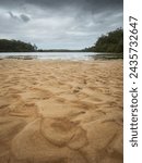Small photo of ripples in sand bank at low tide on beach amidst wooli river nsw australia