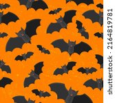 bat print. cute repeat bats on... | Shutterstock .eps vector #2164819781