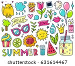 doodles cute isolated elements. ... | Shutterstock .eps vector #631614467