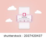 pink reminder in 3d design... | Shutterstock .eps vector #2037420437
