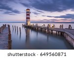 Wonderful Summer Sunset Impression of lighthouse at lake Neusiedl (Podersdorf am See, Burgenland, Austria)