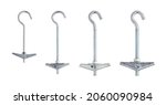 Small photo of Toggle bolt and wing nut for hanging heavy items. Bolts are made of zinc plated steel. Eyelet screw. Galvanized metal cavity dowel. Universal set metal anchors.