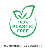 plastic free 100 percent logo.... | Shutterstock .eps vector #1982065844