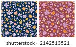 Set Of Abstract Flowers With...