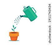 Watering Can And Plant In The...