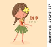 Cute Cartoon Hula Dancer Vector ...