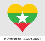 Myanmar Heart Flag. Burma...