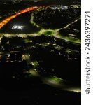Small photo of Aerial Panoramic view of Illuminated Central Hatfield City of England UK During Night. March 9th, 2024