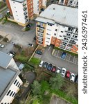 Small photo of High Angle View of Central Hatfield City Hertfordshire of England, Great Britain. March 9th, 2024