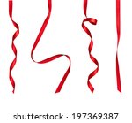 collection of  various red ribbon pieces on white background. each one is shot separately