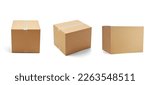 Small photo of collection of various of a cardboard box on white background, each one is shot separately