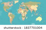 world map vintage colours design | Shutterstock . vector #1837701004
